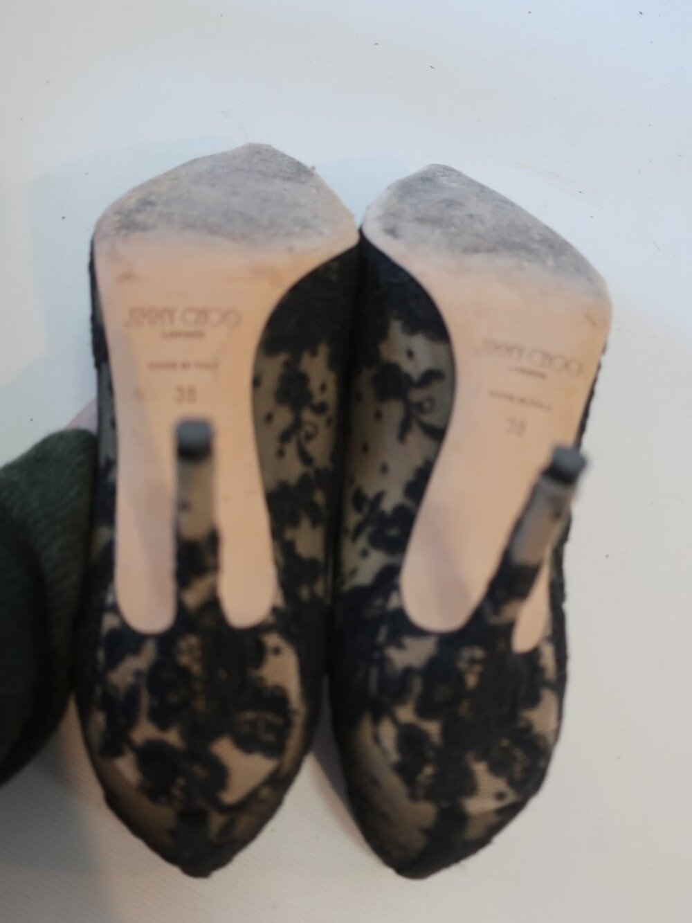 Women Jimmy Choo Black, Nude Lace High Heel Pumps 38  EU/US 8 - Picture 7 of 9